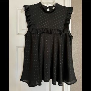 HINGE Black Polka Dot Sleeveless Top LG NORDSTROM